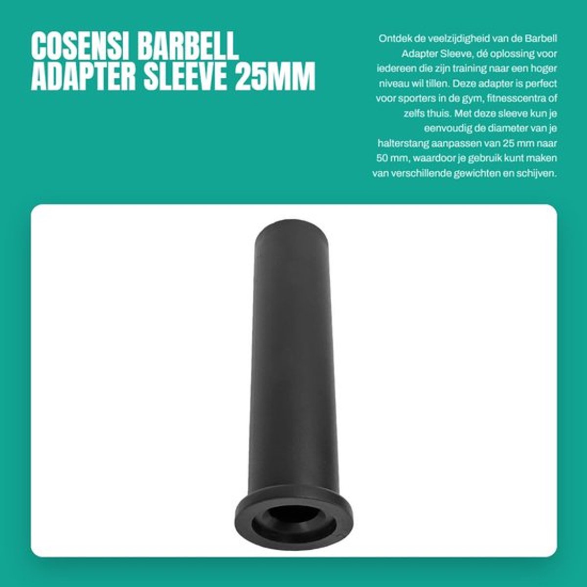 Barbell Adapter Sleeve - 25mm naar 50mm converter - Duurzaam en betrouwbaar - Premium PP - Fitnessaccessoire - Geschikt voor gym en thuis