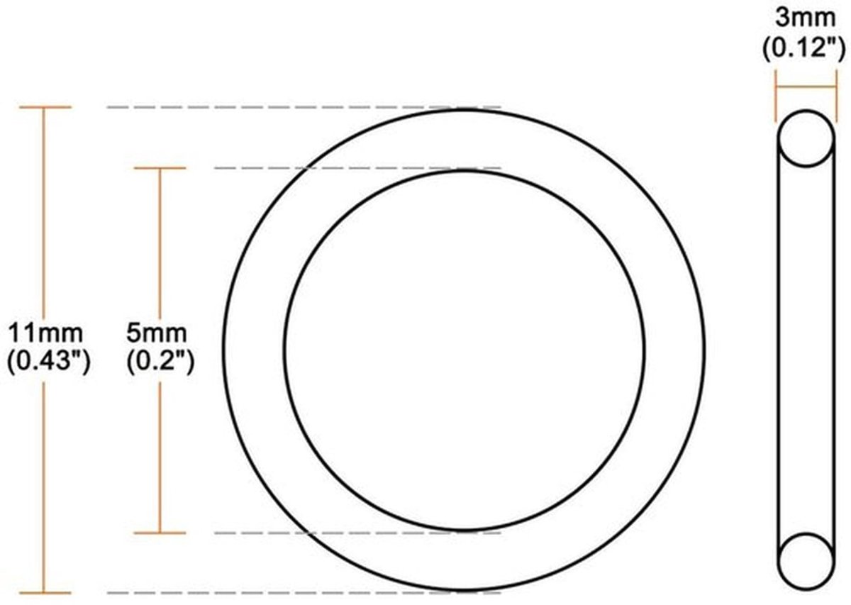 O-ringen 10 Stuks - Nitrilrubber - 11 mm Buitendiameter - 5 mm Binnendiameter - Afdichtingsset - Duurzaam Materiaal - Afdichtringen