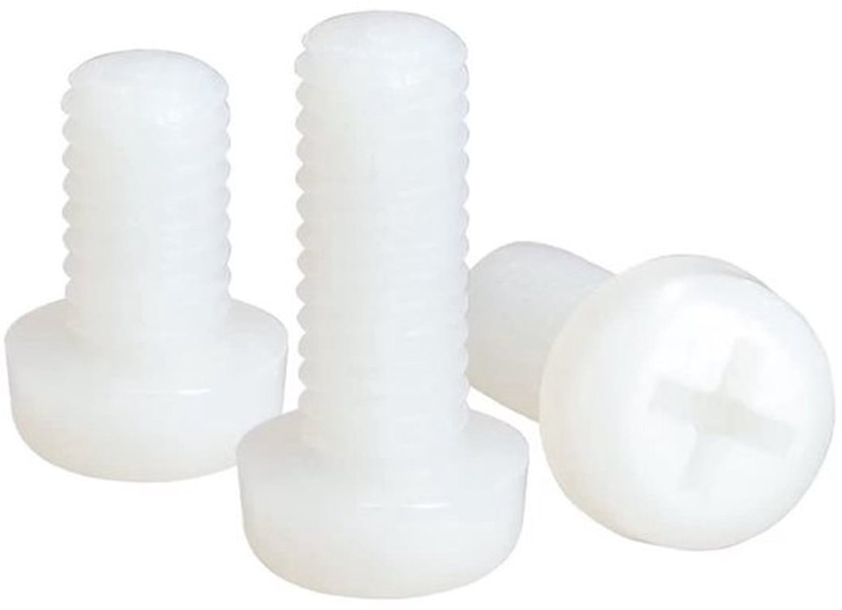 Nylon Schroeven M2x8mm (100 stuks) - Kruiskop - Machineschroeven - Kunststof - Wit - Slijtvast, corrosiebestendig