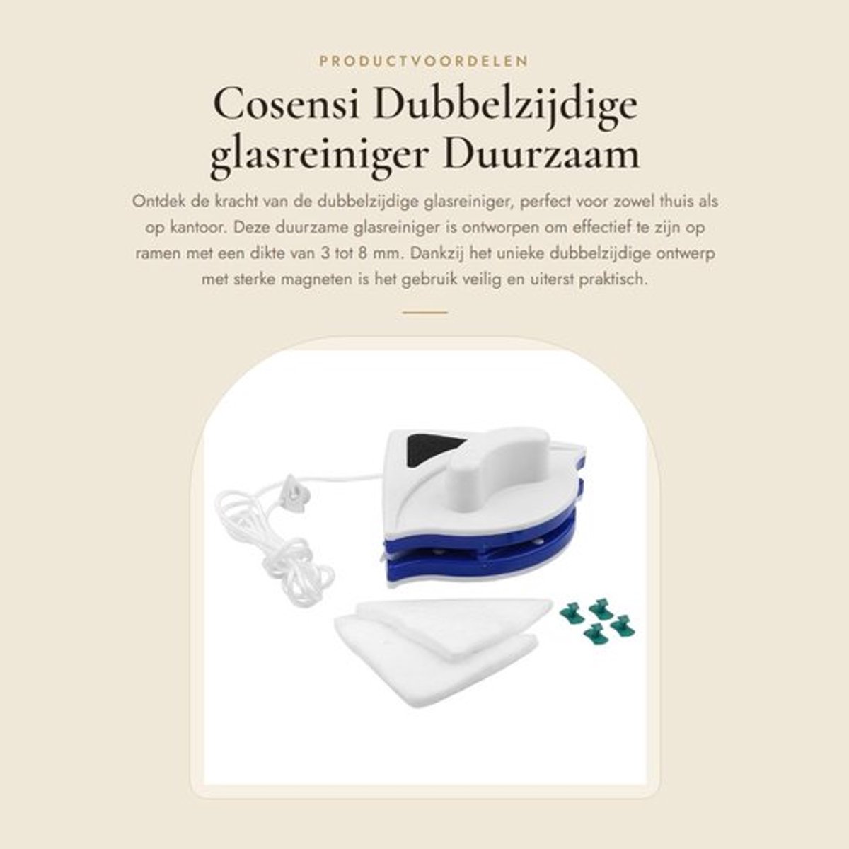 Glasreiniger Dubbelzijdig Ontwerp - Sterke Absorptiekracht - Milieuvriendelijk - Praktisch - Veilig - Driehoekig Design - Raamreiniger