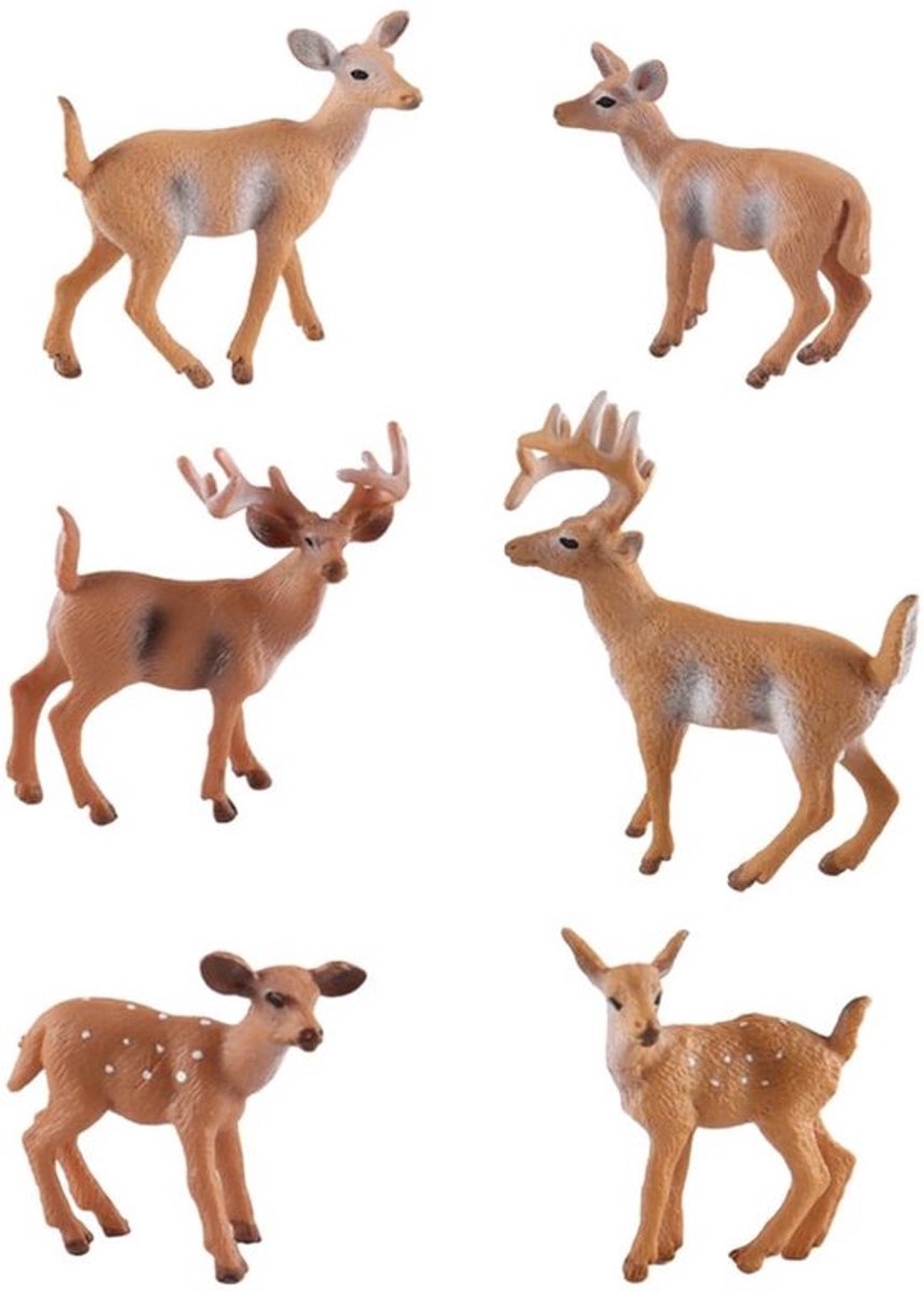 Dierenfiguren 6 stuks - Realistische Witstaartherten - Bosdieren - Educatief Speelgoed - Feestdecoratie - Veiligheidsmateriaal - Speelgoeddieren