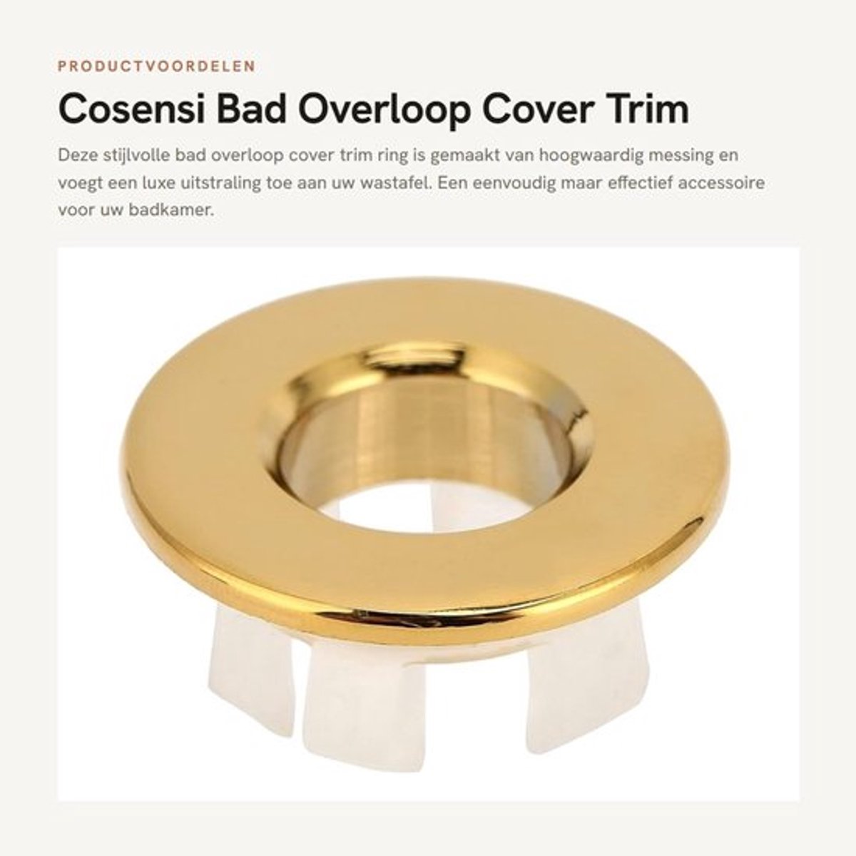 Overloopdeksel - Messing - Ronde Ring - Sanitair Accessoire - Eenvoudig te Installeren - Duurzaam Materiaal - Overloopafdekking