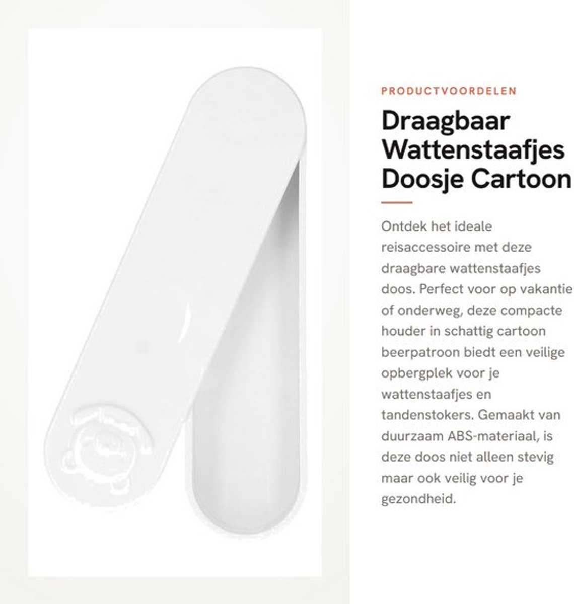 Wattenstaafjeshouder Duurzaam ABS - Mini Doos met Deksel - Draagbaar - Stofdicht - Voor Tandenstokers - Schattig Ontwerp - Opbergdoos
