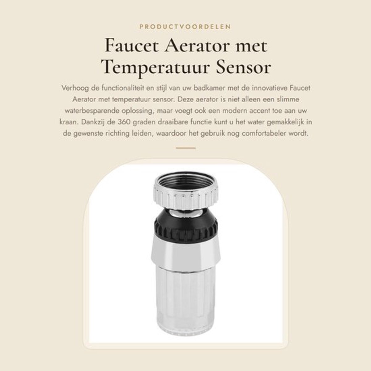 Faucet Aerator met Temperatuur Sensor - LED Verlichting - Waterbesparend - 360° Draaiend - ABS - Besparen op Waterverbruik - Geschikt voo...