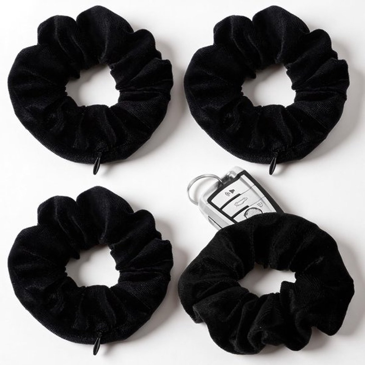 Haarelastiekjes 4 Stuks - Fluwelen Haaraccessoires - Zacht Zwart - Paardenstaarthouder - Opslag voor Vrouwen en Meisjes - Ademend Materiaal - Haarband