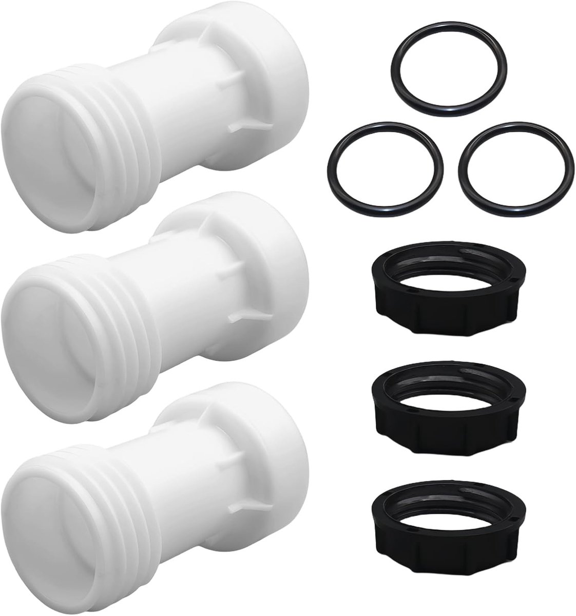 SnelShoppen - IBC Tank Accessoires 3 Pack - S60 x 6 Adapter met Spacer en PVC Seal - Duurzaam, Lekvrij en Milieuvriendelijk voor Tuin en Regenwateropv