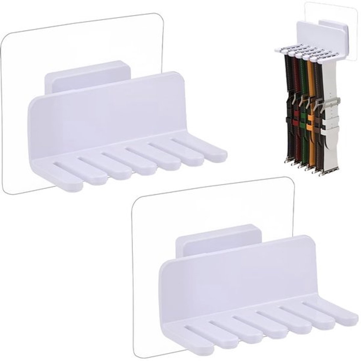 Horlogebandhouder Organizer - Wandmontage - Robuuste Kunststof - 6 Sleuven - Opbergvak - Geschikt voor Diverse Horlogebanden - Horloge Organizer