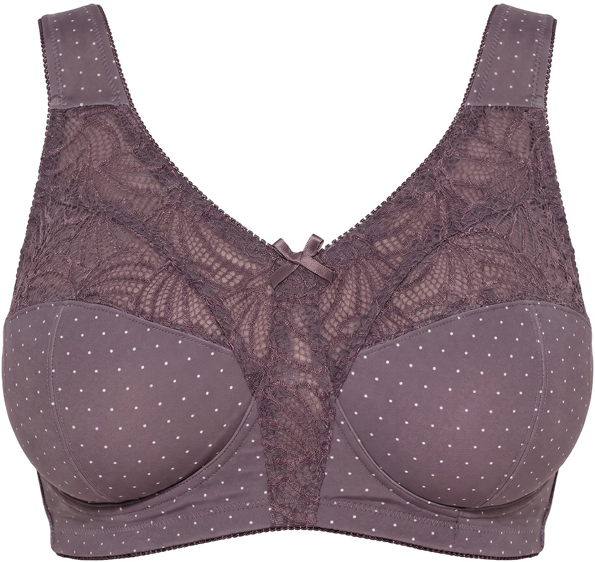 Ulla Popken - Dames - Steunbeha kant zonder beugel - Aarde - Maat 110G