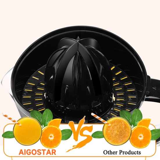 Aigostar Citruspers - Citruspers electrisch - 0.7L - 40W - Zwart -thomas van Merkloos — afbeelding 4
