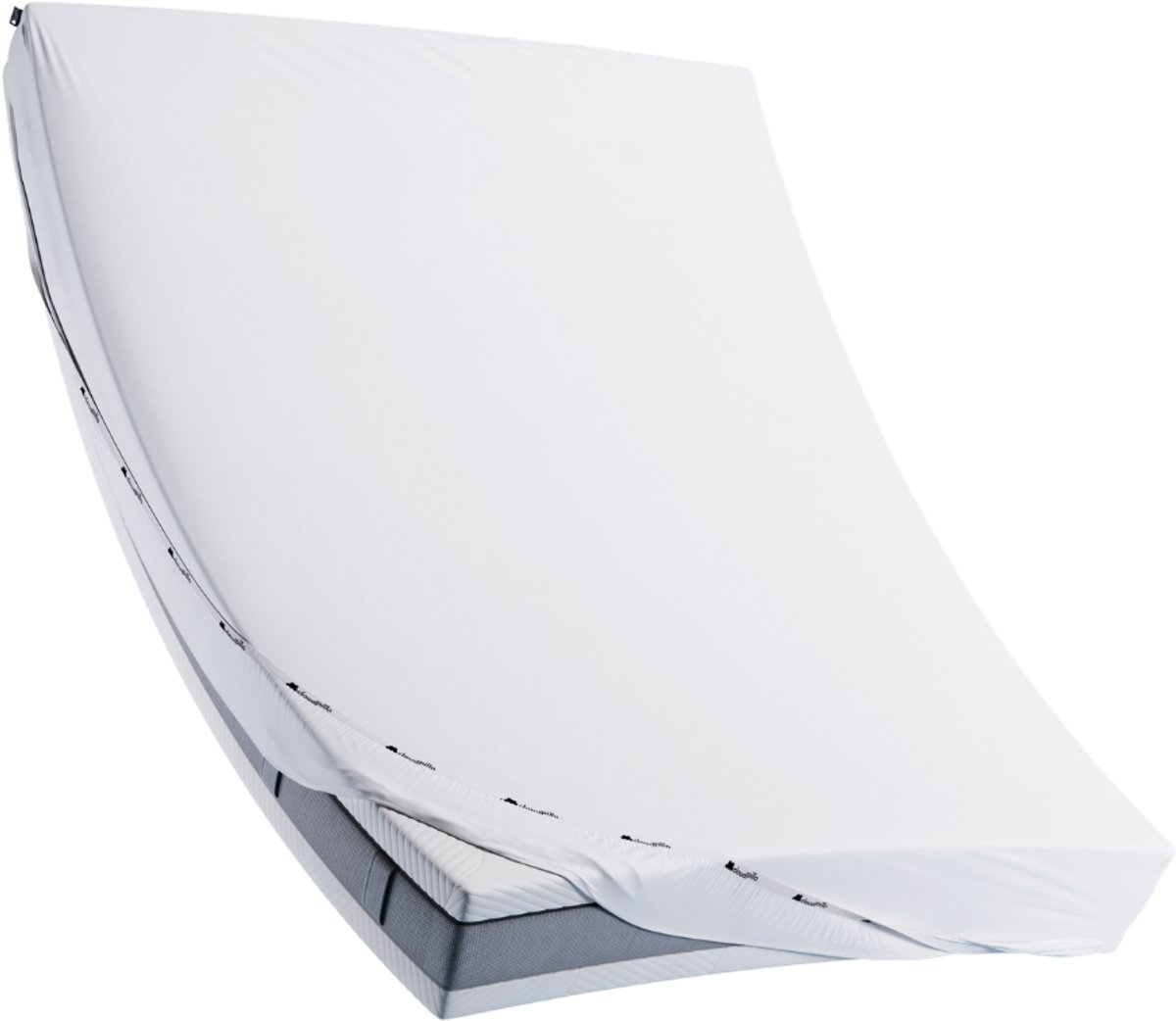 Cloudpillo Matras Hoeslaken - Katoensatijn 160x200 cm - Cloudy White - Elastiek Rondom - Antibacterieel Afgewerkt - Blijft Strak Liggen