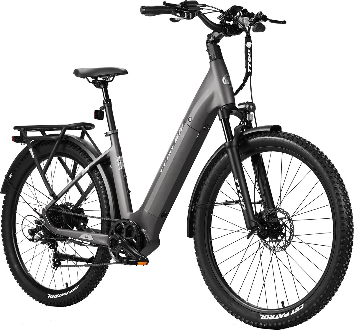 TTGO Z3 Elektrische Fiets - 250W Motor - 48V15Ah Accu - 27.5 Inch Banden - Max Snelheid 25km/u - Max Bereik 110-120km - Shimano 7 Versnellingen - Grijs