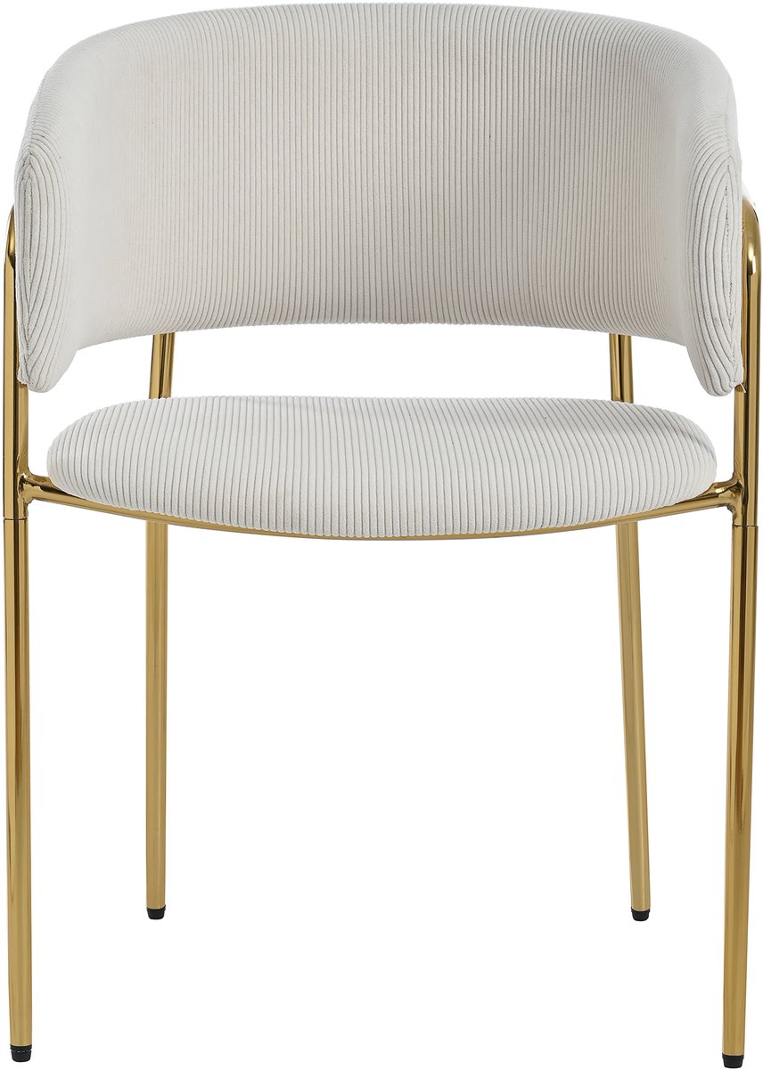 Eetkamerstoel - Set Van 4 - verstelbare voetjes en corduroy bekleding, ideaal voor woonkamer, open kantoorruimte en eetkamer - Beige
