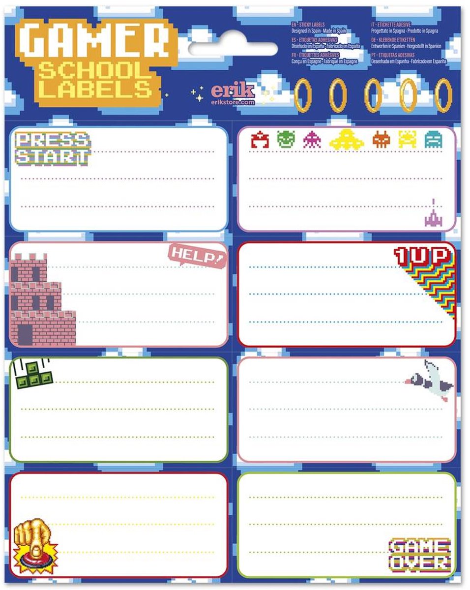 Grupo Erik Gameration - SelfAdhesive Labels Gamer Zelfklevende etiketten - Multicolours
