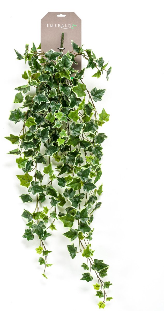 Emerald Kunst Hangplant Ivy groen/wit 100cm - Kunstplant voor binnen