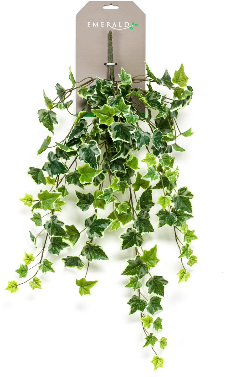 Emerald Kunst Hangplant Ivy groen/wit 70cm - Kunstplant voor binnen