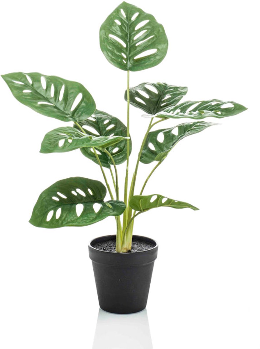 Emerald Kunstplant in pot Monstera Monkey 43cm - Kunstplant voor binnen Groen