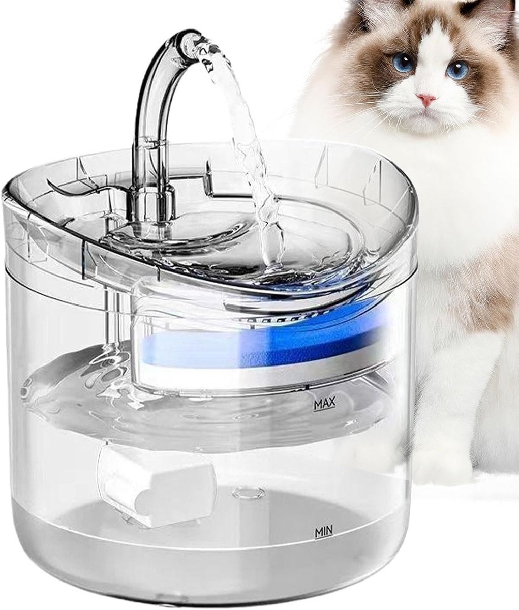 1-delige drinkfontein voor huisdieren - 2L - Met sensorlampje - Kantelbaar ontwerp - Circulerend vers water - Automatische drinkfontein voor huisdieren - Eenvoudig in gebruik - Wit