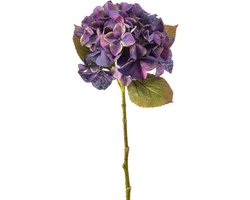 Emerald - Kunstbloem Hortensia steel 47cm paars - Kunstplant voor binnen