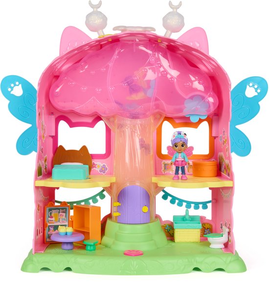 Roze Fairylandia speelhuis met Gabby pop, bed, koelkast en beker.