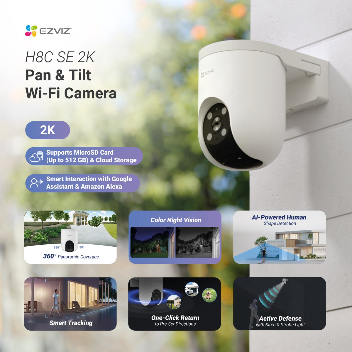 EZVIZ H8c SE 2K Buitencamera met 360° Pan & Tilt - afbeelding 2