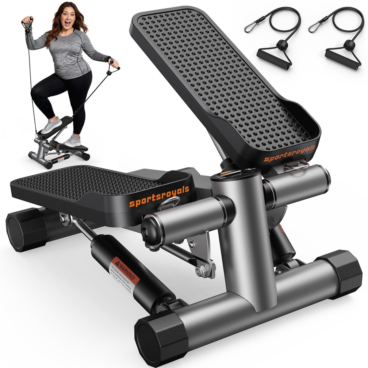 Sportsroyals Stepmachine | Op-en-neer Swing Stepper met Power Ropes | Training voor Benen/Armen/Billen | Thuiswerken & Thuis fitness