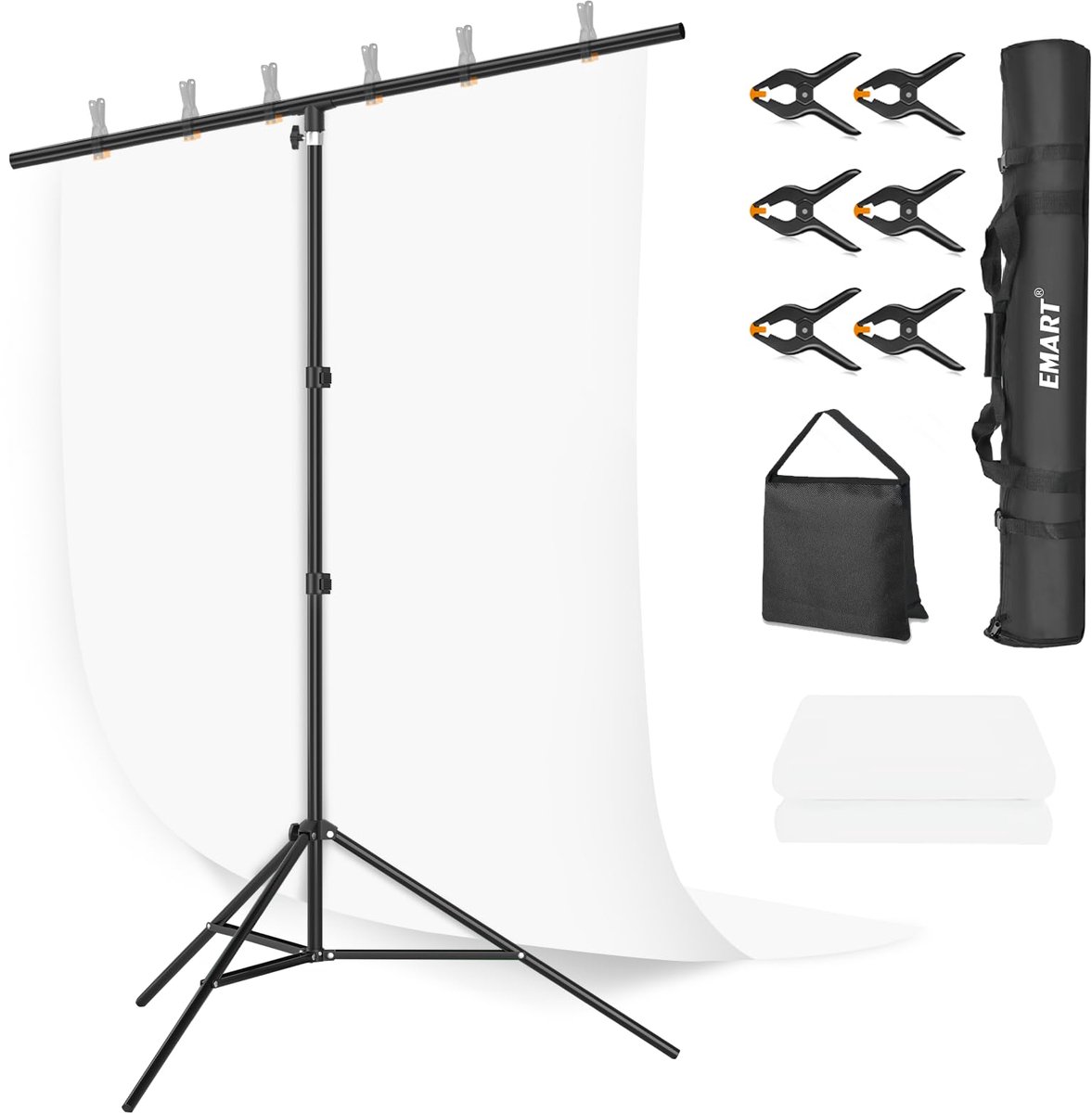 SnelShoppen - Achtergrond Wit met Statief 2x2 m T-vormig Achtergrondstatief voor Fotografie, Video, Feesten, Evenementen, Creatieve Projecten
