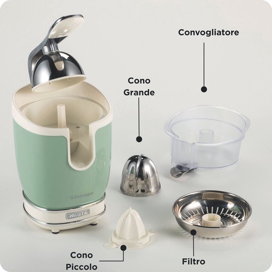 Ariete 0413/04 - Vintage elektrische citruspers - 400 Watt - 2 perskegels - 600 ml inhoud - groen van Ariete — afbeelding 3