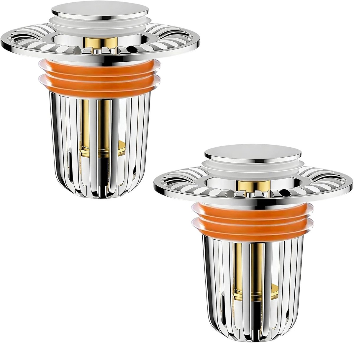 Wastafelstop met afvoerventiel en 4 afdichtingen, ideaal voor afvoergaten 33-40 mm, geschikt voor keuken en badkamer