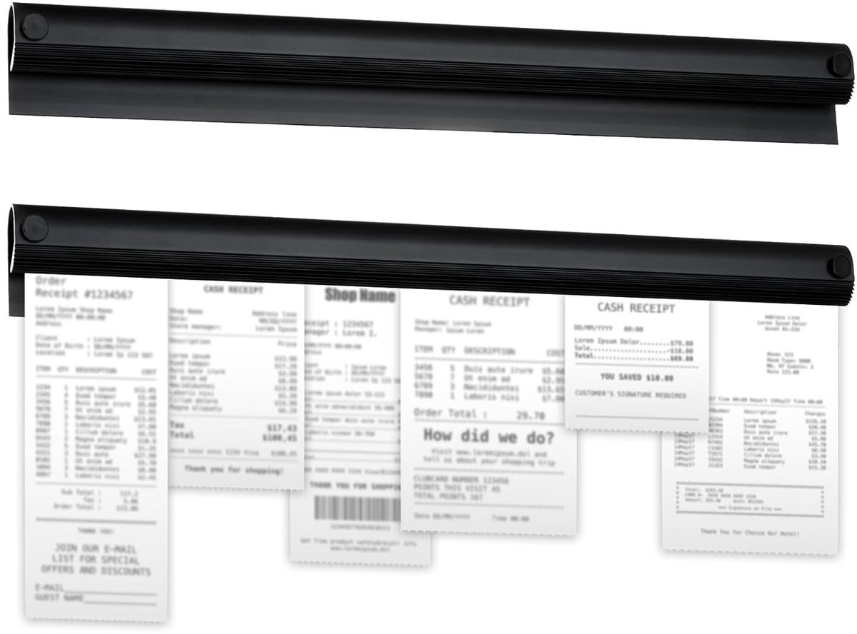 Bestelbonhouder voor Restaurant - Zelfklevende Aluminium Tickethouder Zwart 30 cm - Keuken, Kassa en Kantoor (Set van 2)