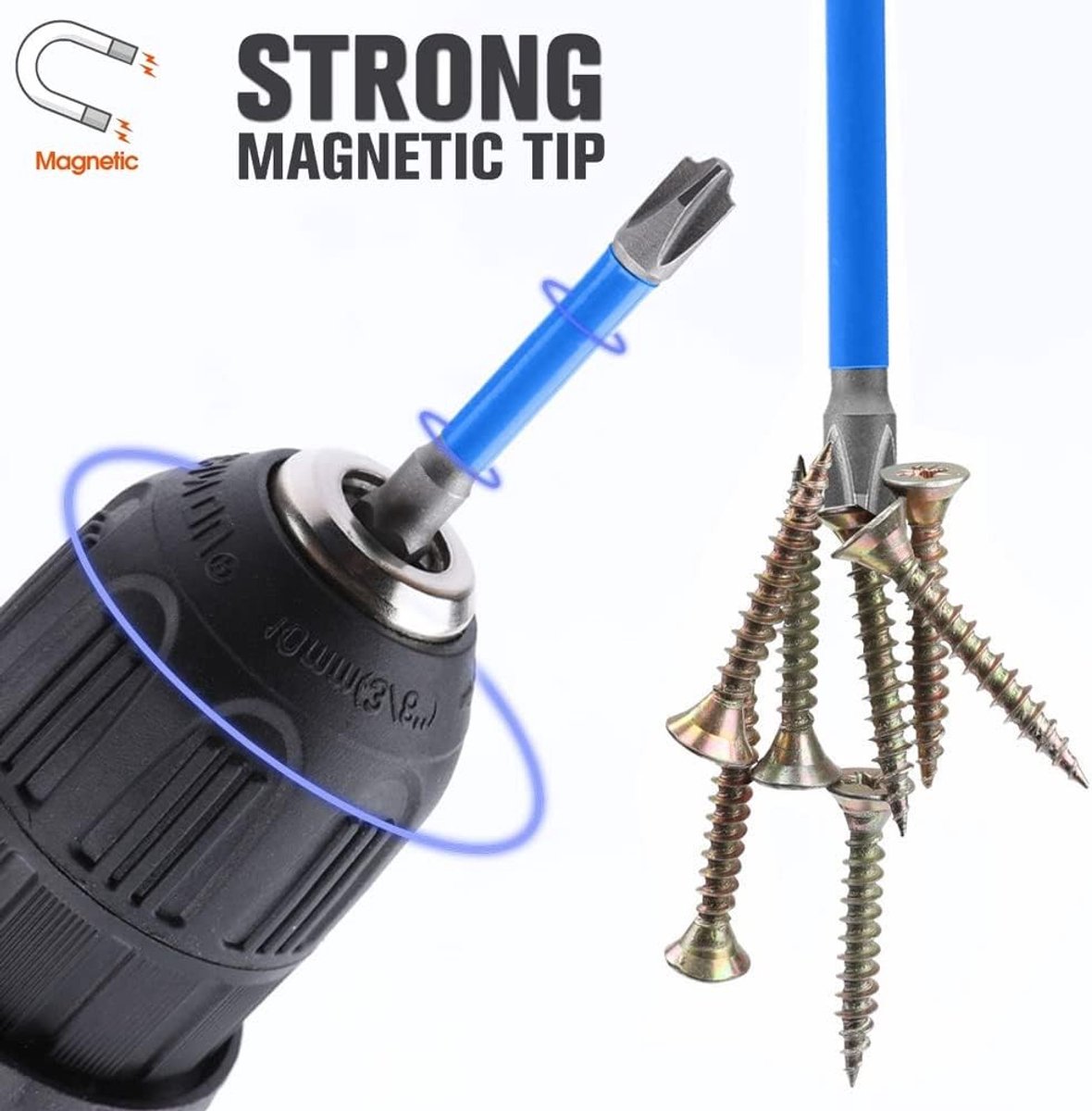 10-delige Set Magnetische Platte en Phillips Schroevendraaier Bits voor Elektriciens - PH2 Bits met 1/4 Inch Hex Shank voor Gebruik op Automatische Zekeringskasten