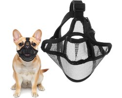 Ademend Hondenmuilkorf voor Korte Neus Rassen, Verstelbare Muilkorf voor Franse Bulldogs, Voorkomt Bijten en Blaffen