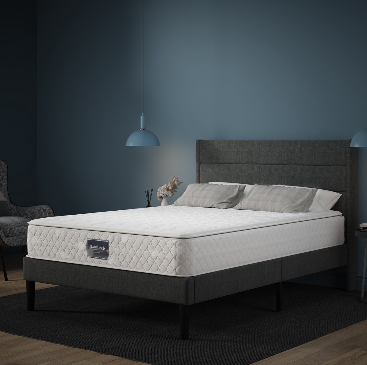 COVREO Bedframe 90x200 cm - lichtgrijs, met opbergruimte, zonder matras