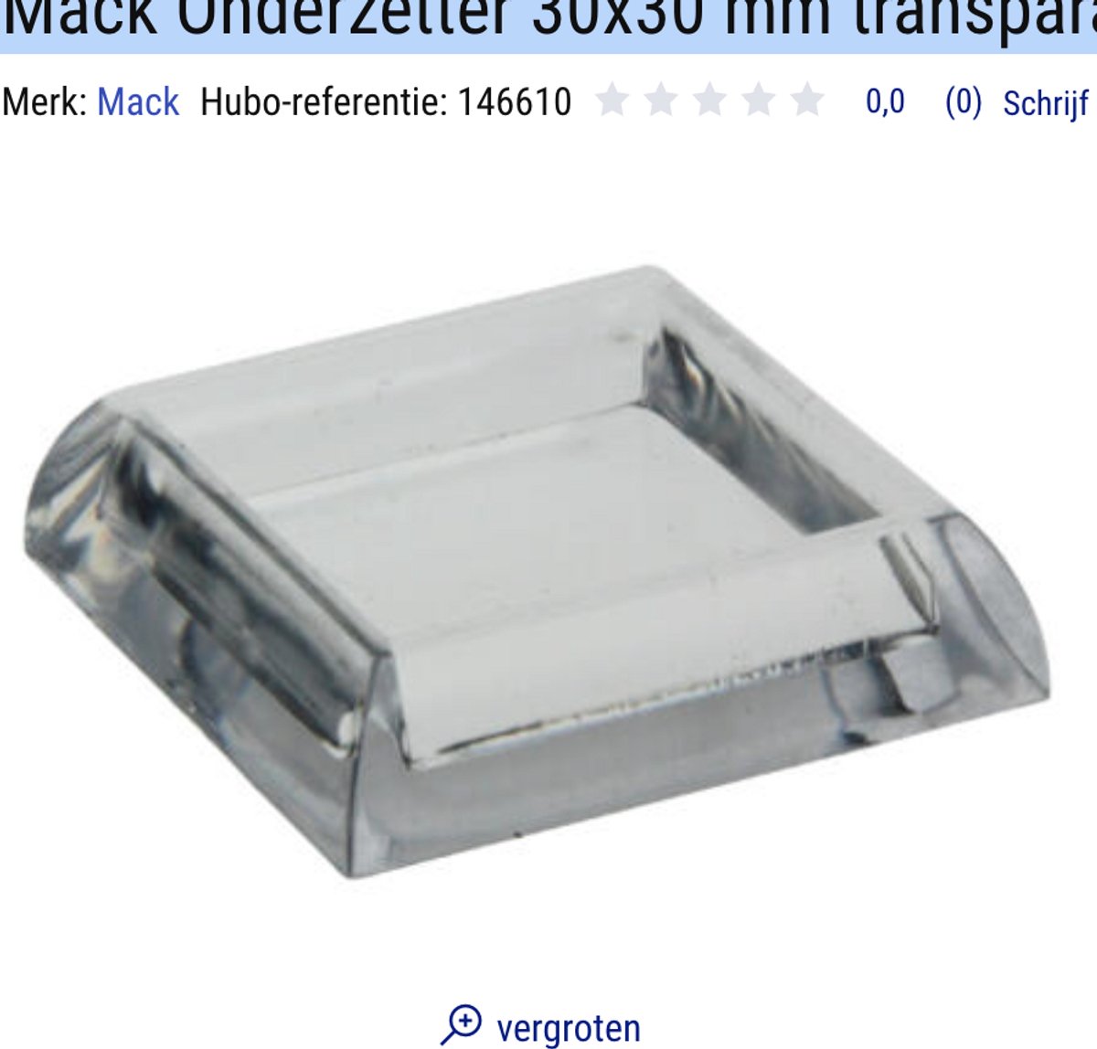 Mack Onderzetter 30x30 mm transparant 4 stuks