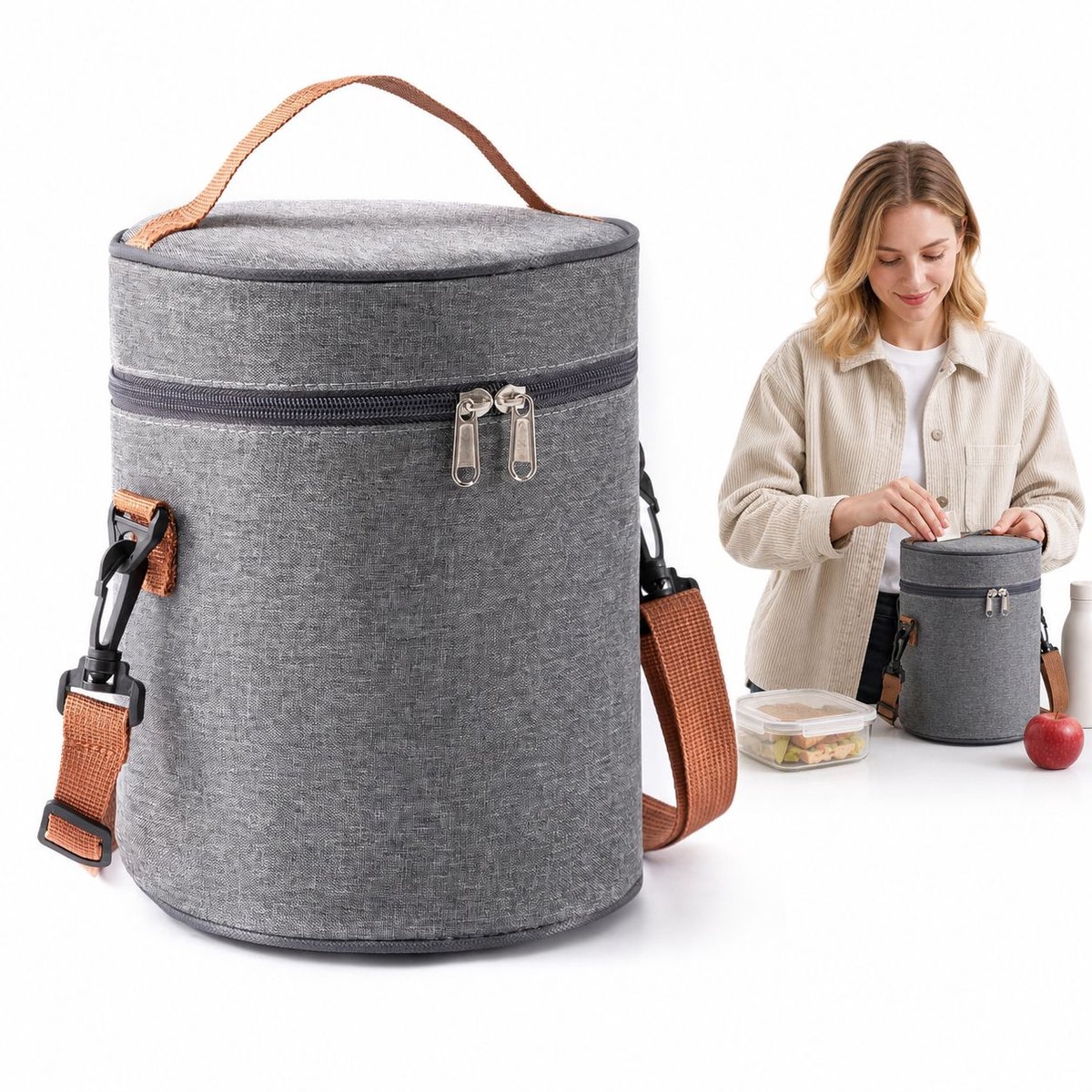 VHV - Lunchtas 6L - Opvouwbare Koeltas met Aluminiumfolie en 5 mm Isolatie - Grijs voor Werk, School en Picknick