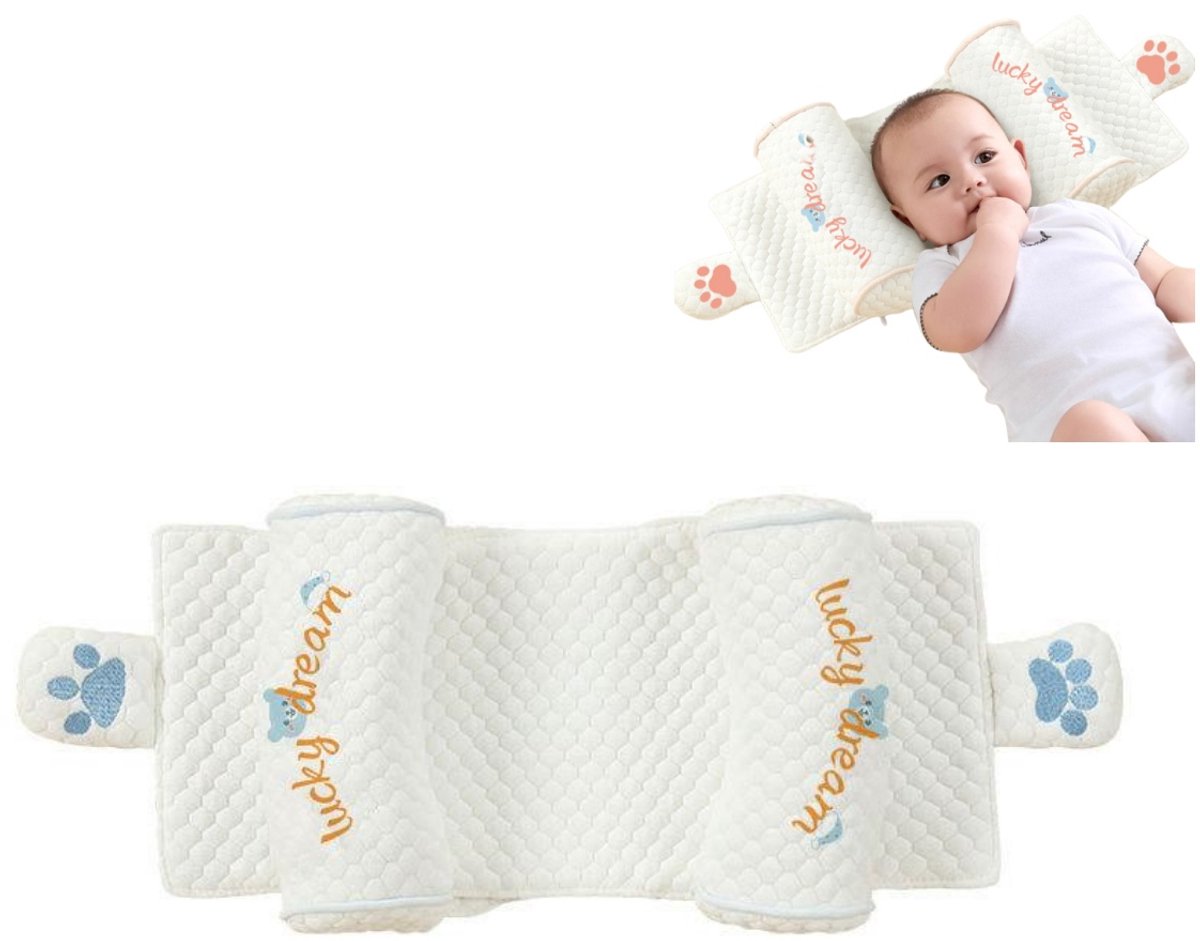 Vormgevend kussen - Ondersteunend gebogen kussen - Geschikt voor baby's van 0-6 maanden tot 1 jaar en ouder - Corrigeert de hoofdvorm en voorkomt een plat hoofd - Ademend en wasbaar - Geschikt voor dagelijks gebruik thuis