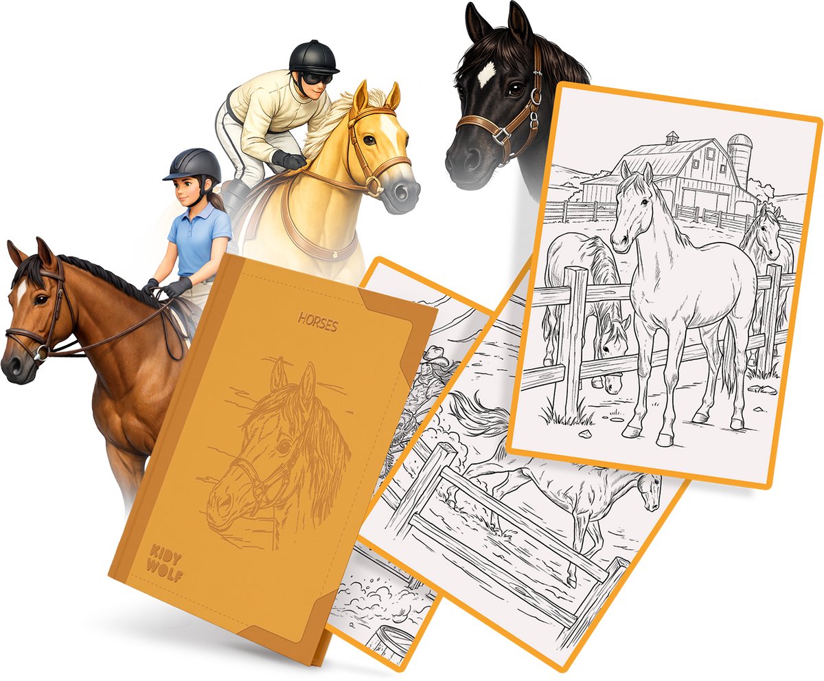 KIDYWOLF KIDYDRAW-PAD Refill – Horses – 30 Illustraties - 8+