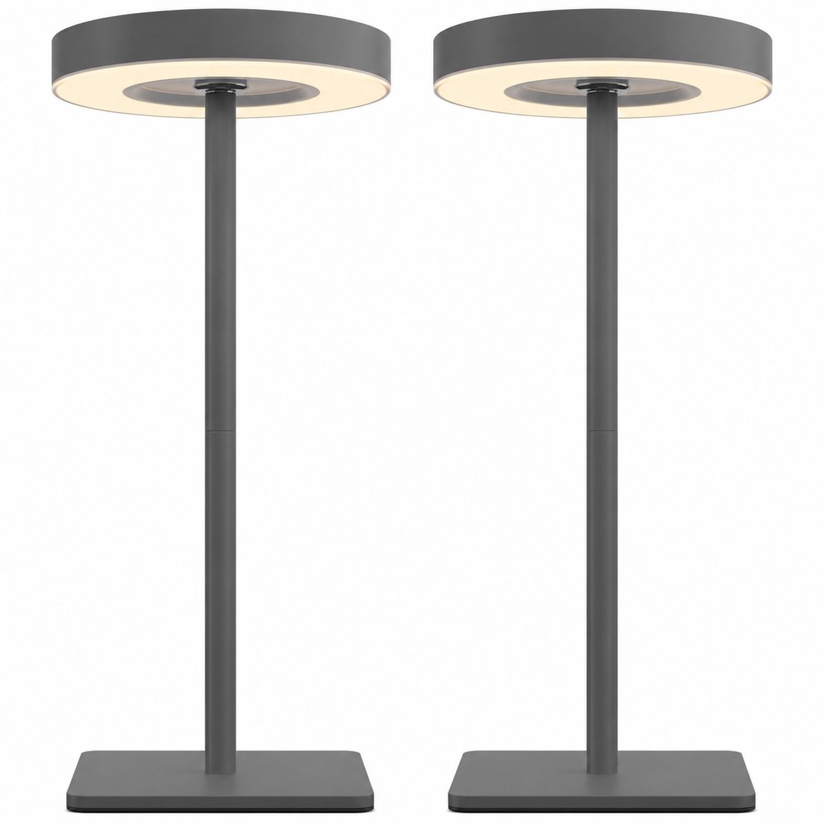 Nook - Oplaadbare tafellamp 2-pack - Donkergrijs - Draadloos - LED & 3 lichtstanden - Bureaulamp of nachtlampje