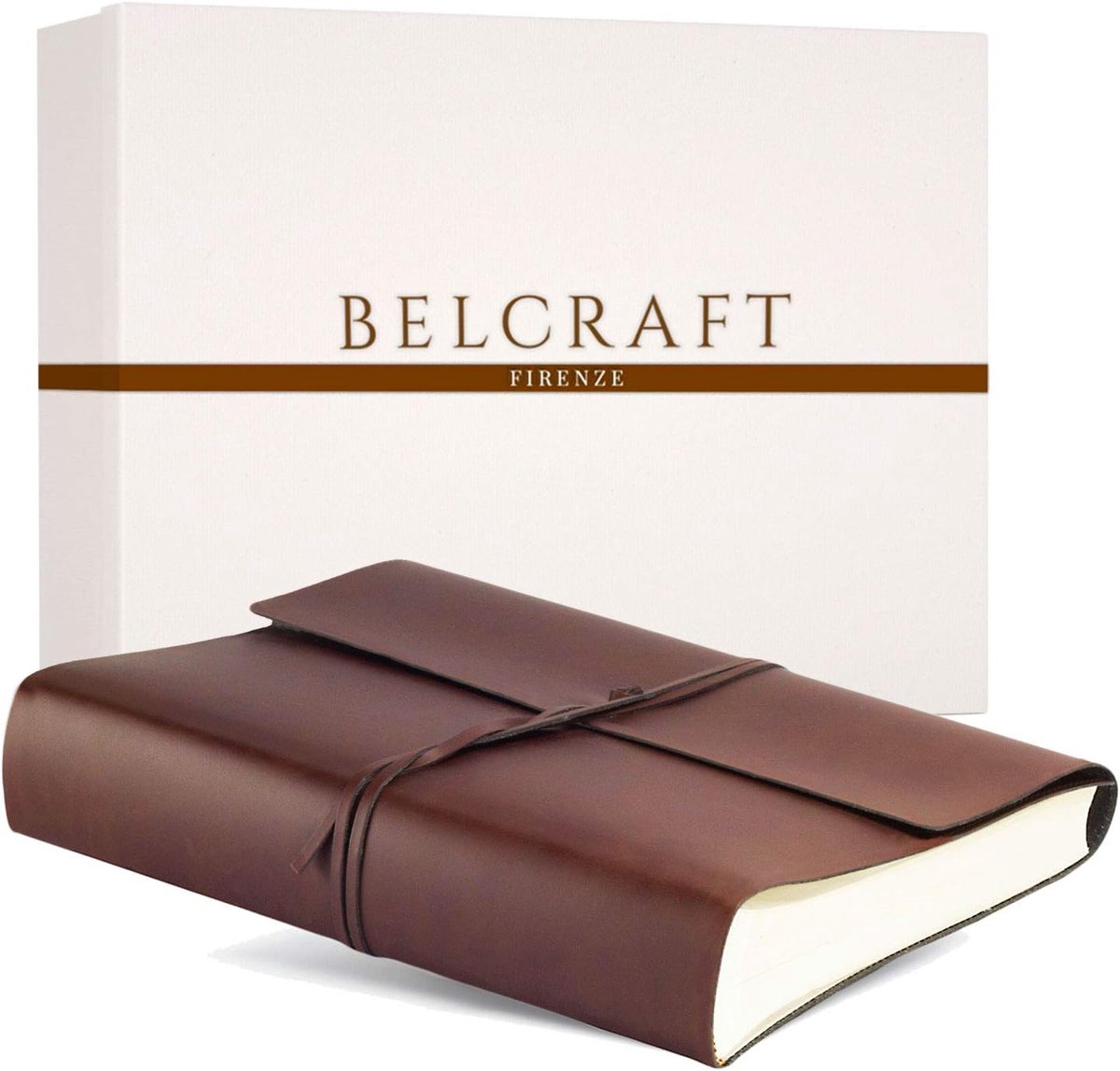 SnelShoppen - Vietri Fotoalbum van Gerecycled Leer, Handgemaakt in Italiaanse Stijl, A4 (23 x 30 cm), Bruin, Inclusief Geschenkdoos, Perfect voor Fees