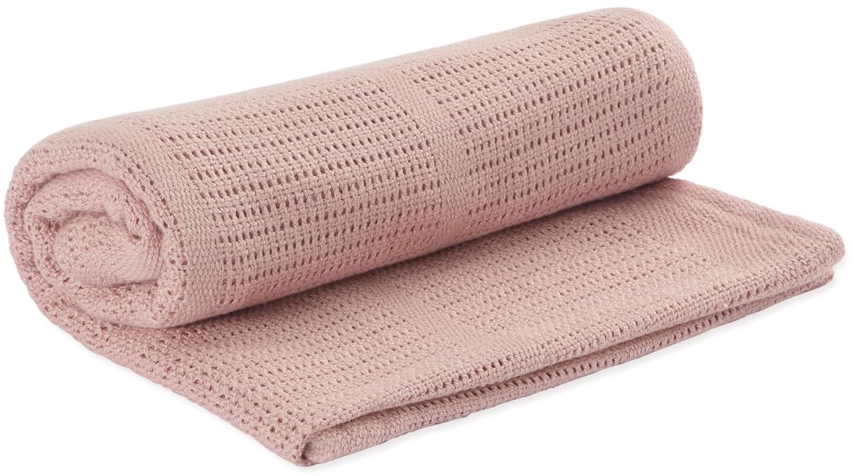 SnelShoppen - Cellulaire Deken Blush 70x100cm Organische Katoen Bamboe Lichtgewicht Ademend voor Pasgeboren Inbakeren Kinderbedje Wieg Mozesmandje Kin