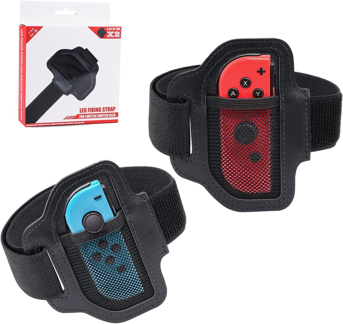 Set van 2 verstelbare elastische beenriemen voor Nintendo Switch, ideaal voor sport en fitness, ademend en comfortabel voor volwassenen
