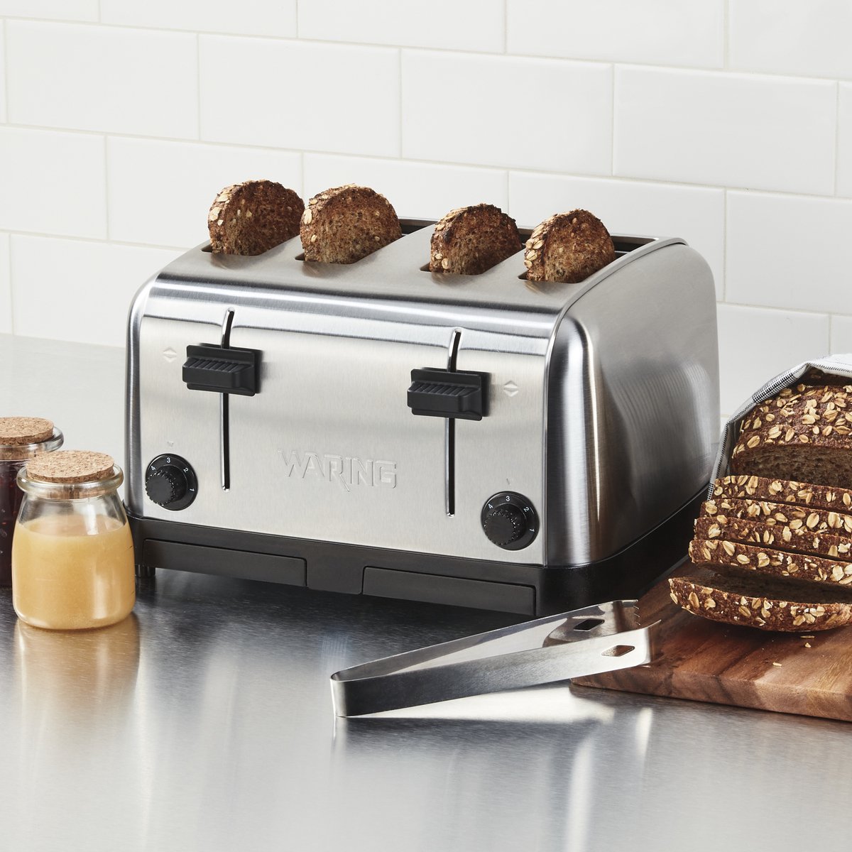 Waring - Broodrooster - bread Toaster - Brushed stainless - heavy duty - grey