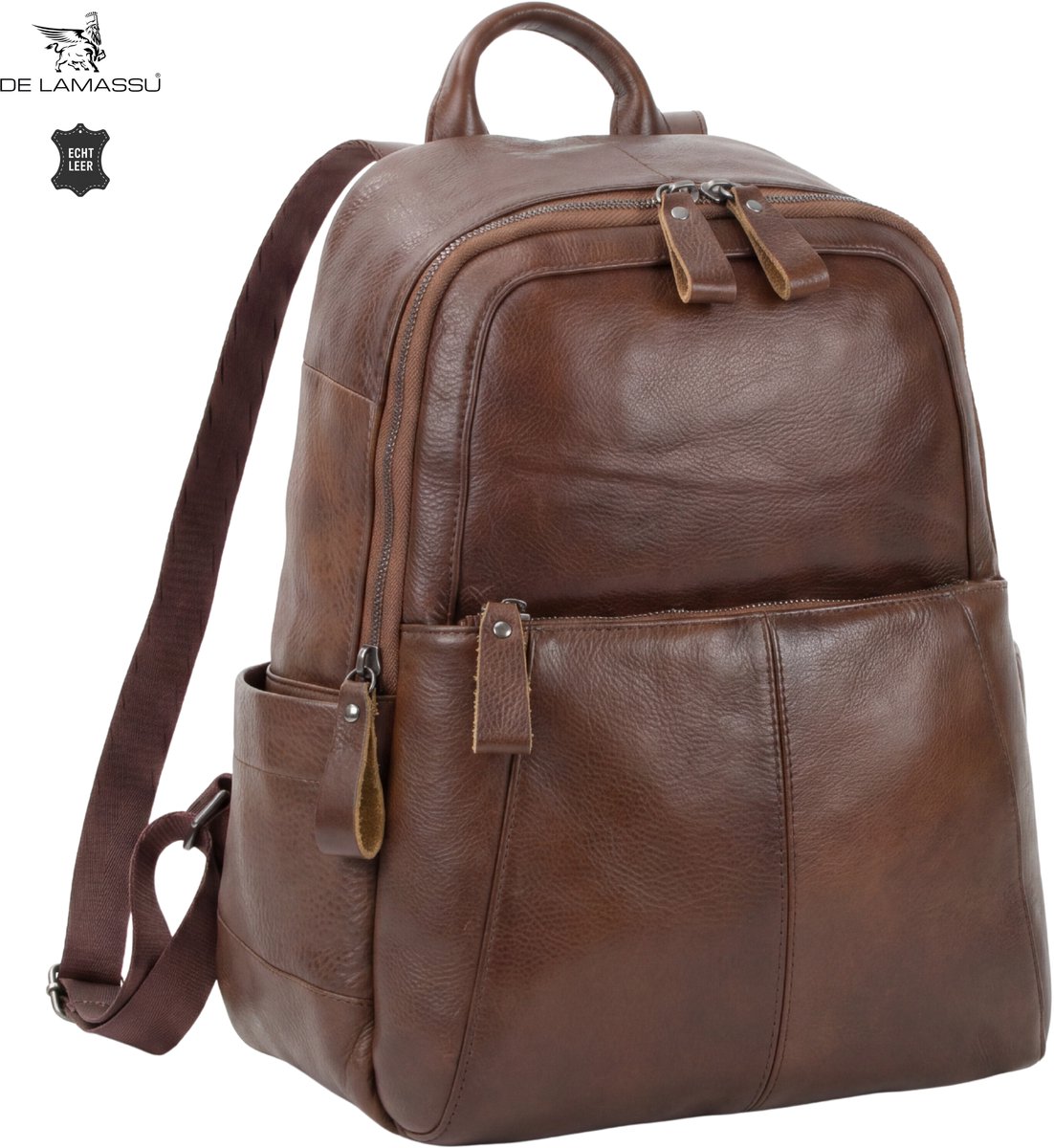 DE LAMASSU® Leren Rugtas Dames Echt Leer Rugzak Kleine Rugtas Schoudertas Werktas Schooltas Reisrugtas Vintage Rugtas