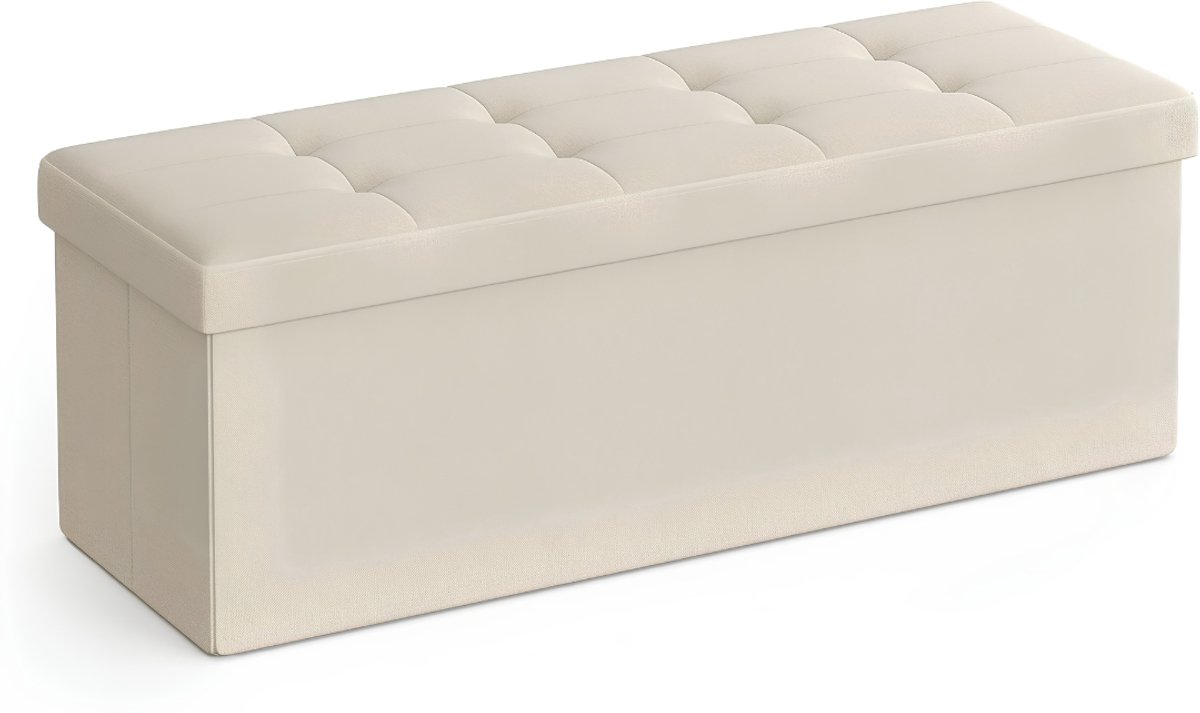 NIVA® Poef - Poef met Opbergruimte - Voetenbankje - Wit - 38cm x 110cm x 38cm