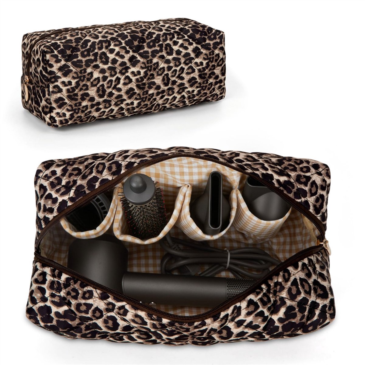 Ruime toilettassen, reistas voor haarstylingtools, make-uptasje met luipaardprint, reisopbergtas, lichtgewicht reisorganizer - accessoires en cadeaus voor vrouwen en meisjes