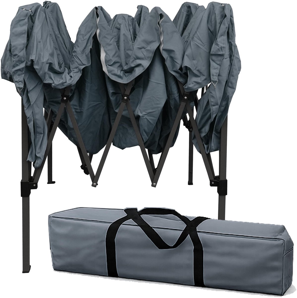 SnelShoppen - Pop-up-paviljoen 1,5 x 2,9 m Smoky Grijs met 4 Easy-klittenband-zijwanden, 2 met Ritssluitingen - Ideaal voor Feesten, Tuin en Camping