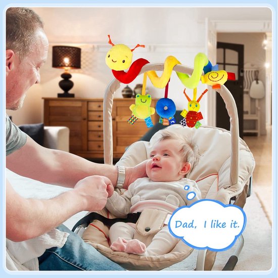 Babywagen- En Autostoelspeeltje - Caterpillar Wraparound Doll - Zintuiglijk Interactief Speelgoed Met Cartoonfiguren, Geschikt Om Op Te Hangen of Om Kinderbedjes of Kinderwagens Te Wikkelen — afbeelding 3