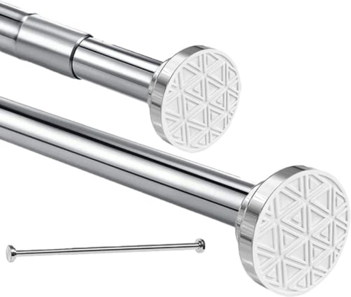 Huis Geluk Telescopische Gordijnroede RVS 50-200 cm - Mat Zilver - Klembevestiging zonder Boren - voor Vitrage, Voile, Douchegordijn
