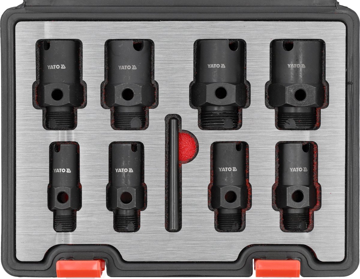 YATO Professionele Schroefdraad Reparatieset – Inwendige & Uitwendige Schroefdraad – M14 t/m M30 – Voor Aandrijfassen, Lambdasensoren & Wielbouten – 40Cr Staal – Inclusief Koffer