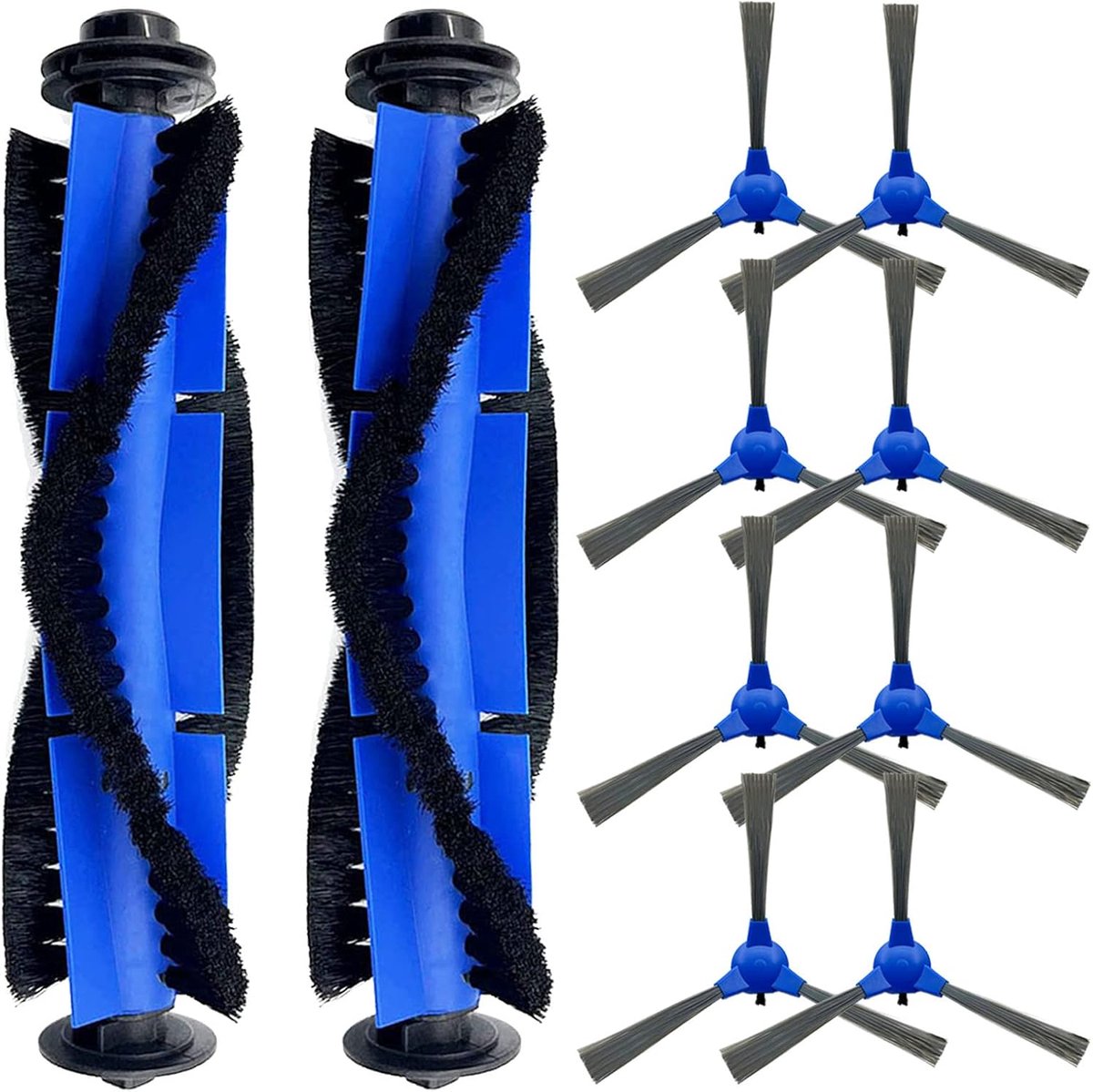 10-delige vervangingsset - 2 rolborstels, 8 zijborstels Geschikt voor Eufy RoboVac 11S, 30C, G30, 30, 15T, 15C, 12, 35C, 11S MAX, G30 Edge robotstofzuigers