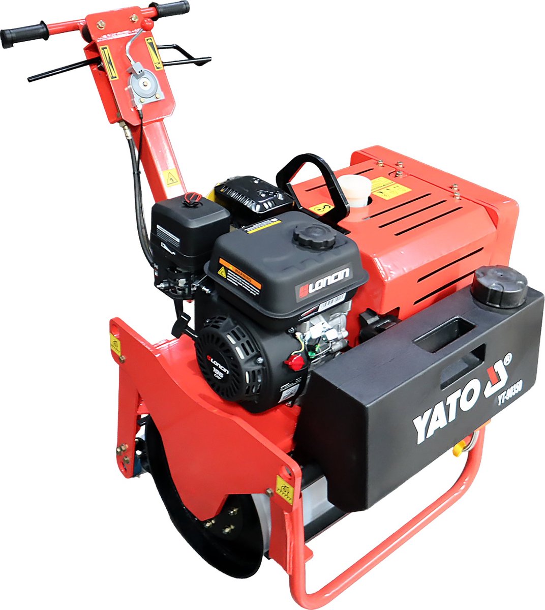 YATO YT-90350 Professionele Geleide Trilwals – 13.5 kN – 6,5 PK Loncin Stage V Engine – Danfoss Hydrostatische Aandrijving – Werkbreedte 600 mm – Met 16L Watertank (266 kg)